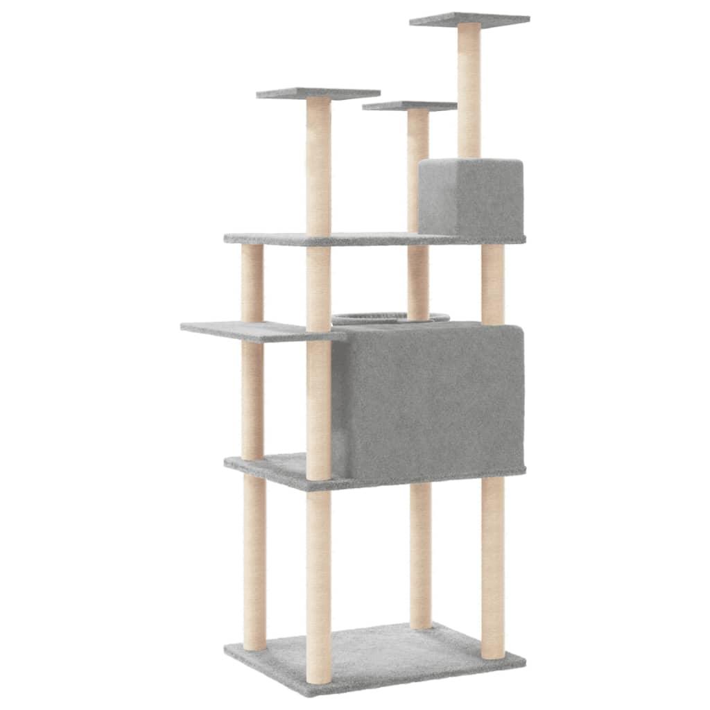 Arbre à chat avec griffoirs en sisal Gris clair 166 cm - Animalerie en ligne Kat-Shop