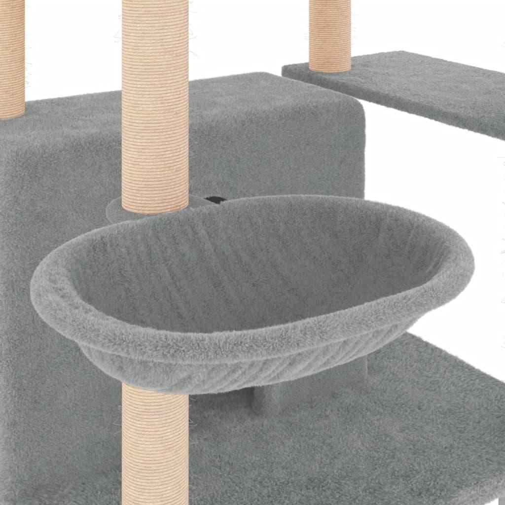 Arbre à chat avec griffoirs en sisal Gris clair 166 cm - Animalerie en ligne Kat-Shop