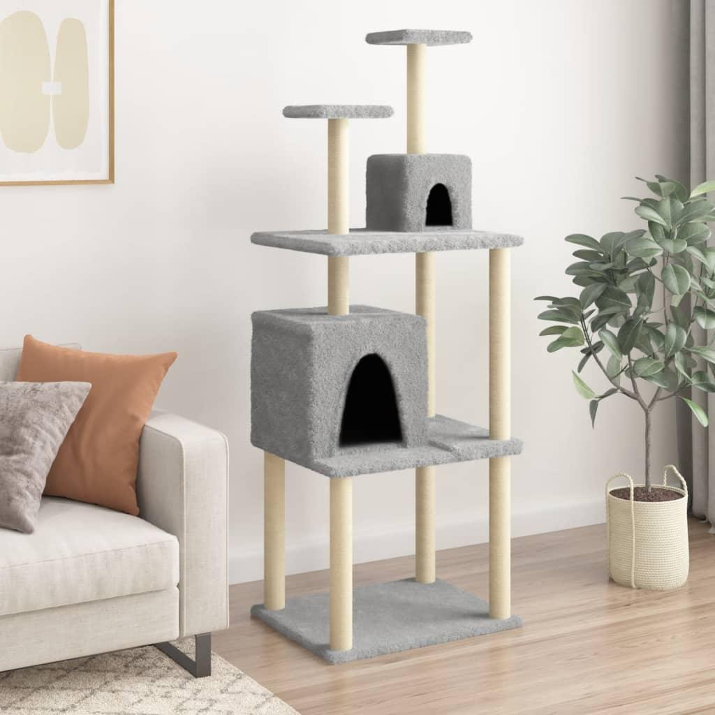 Arbre à chat avec griffoirs en sisal Gris clair 167 cm - Animalerie en ligne Kat-Shop