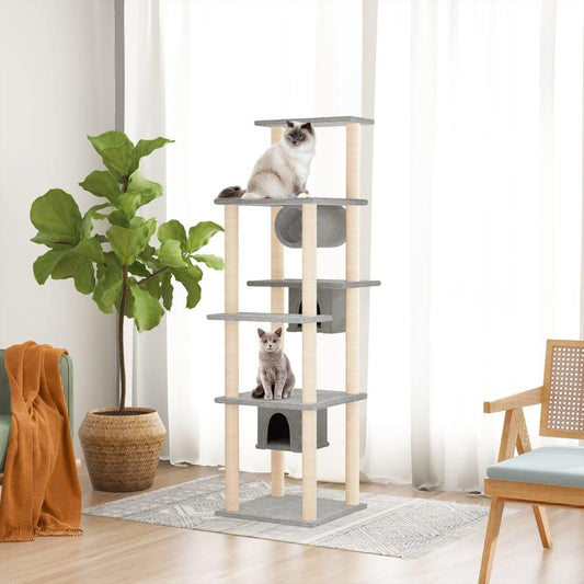 Arbre à chat avec griffoirs en sisal Gris clair 169 cm - Animalerie en ligne www.kat-shop.be