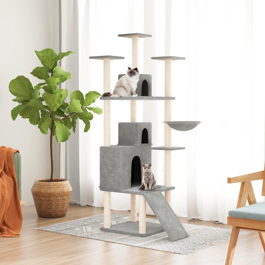 Arbre à chat avec griffoirs en sisal Gris clair 175 cm - Animalerie en ligne www.kat-shop.be