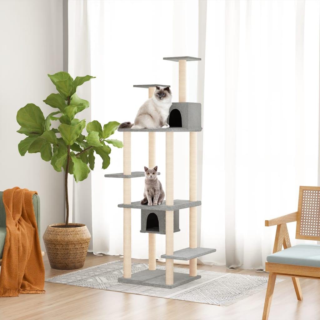 Arbre à chat avec griffoirs en sisal Gris clair 176 cm - Animalerie en ligne www.kat-shop.be