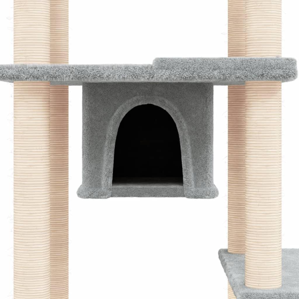 Arbre à chat avec griffoirs en sisal Gris clair 176 cm - Animalerie en ligne www.kat-shop.be