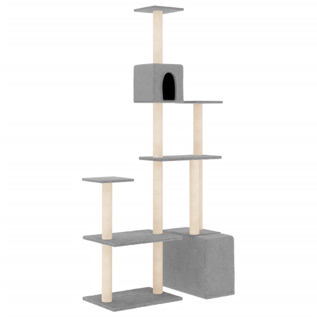 Arbre à chat avec griffoirs en sisal Gris clair 180 cm - Animalerie en ligne Kat-Shop