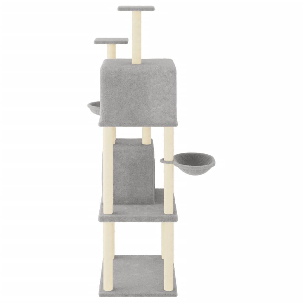 Arbre à chat avec griffoirs en sisal Gris clair 180 cm - Animalerie en ligne Kat-Shop