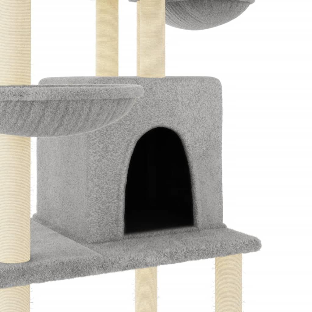 Arbre à chat avec griffoirs en sisal Gris clair 180 cm - Animalerie en ligne Kat-Shop