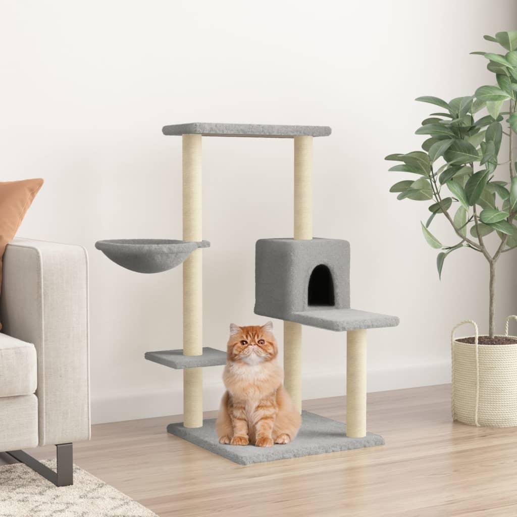 Arbre à chat avec griffoirs en sisal Gris clair 95 cm - Animalerie en ligne Kat-Shop