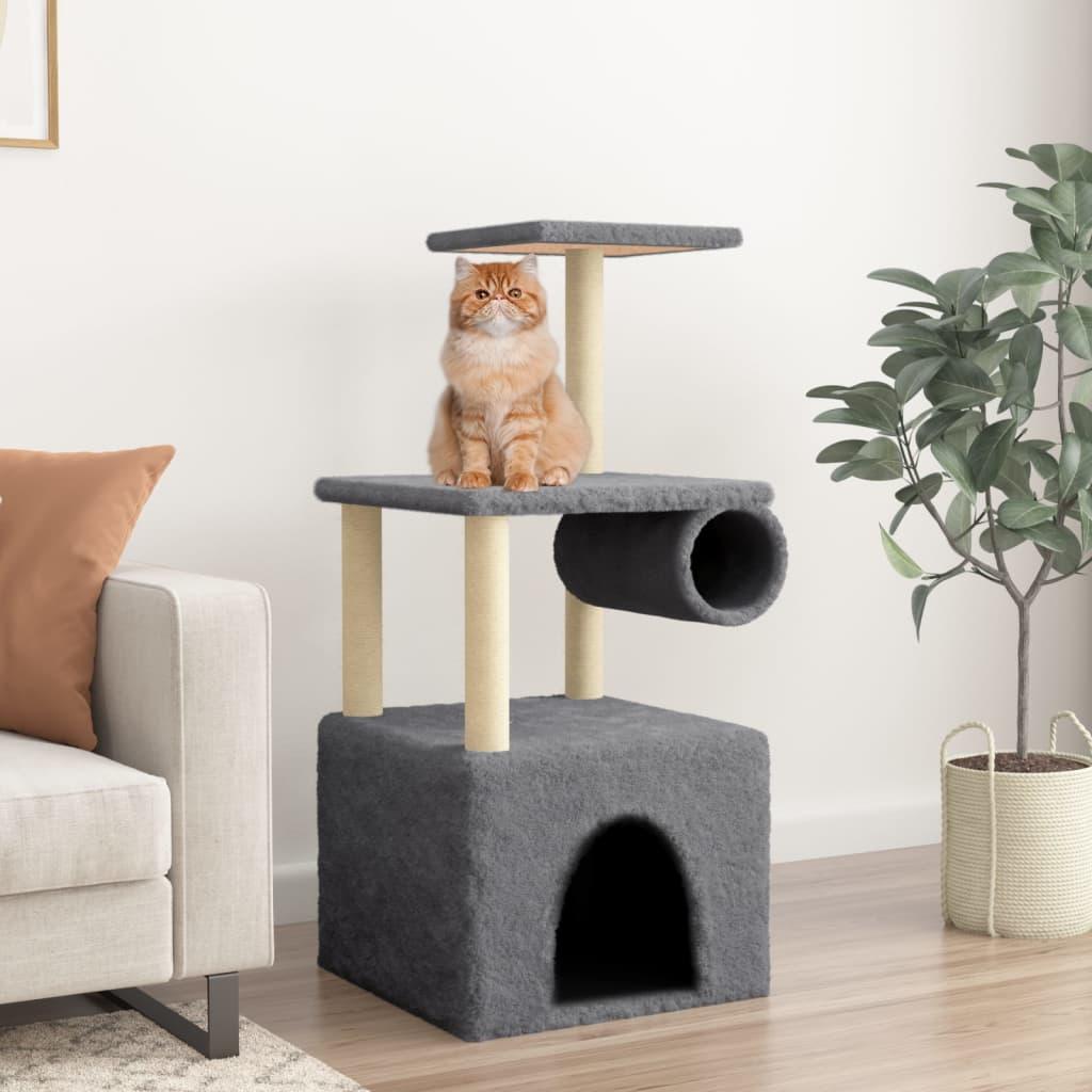 Arbre à chat avec griffoirs en sisal gris foncé 109,5 cm - Animalerie en ligne Kat-Shop