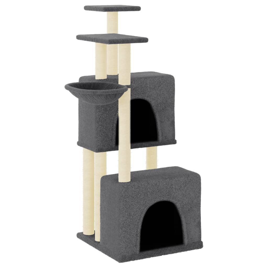 Arbre à chat avec griffoirs en sisal gris foncé 122 cm - Animalerie en ligne Kat-Shop