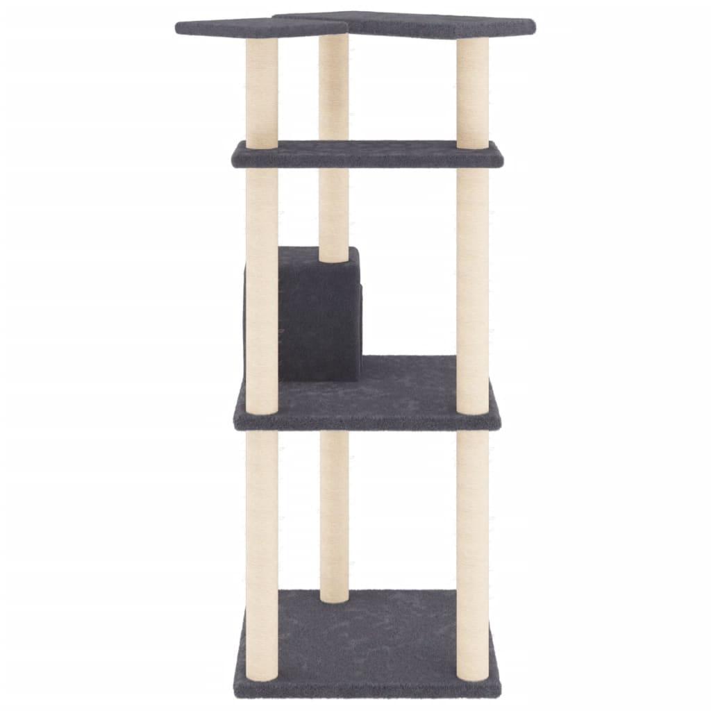 Arbre à chat avec griffoirs en sisal gris foncé 123 cm - Animalerie en ligne Kat-Shop