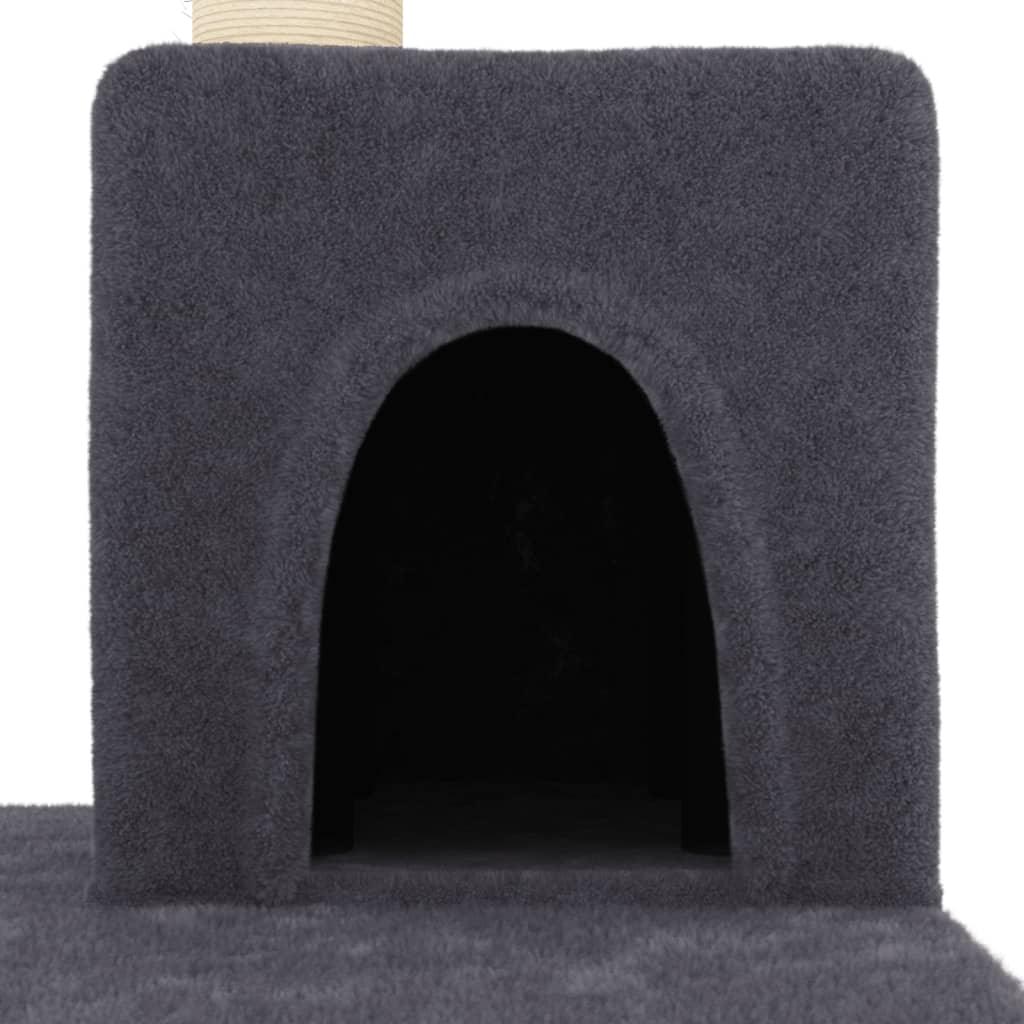 Arbre à chat avec griffoirs en sisal gris foncé 123 cm - Animalerie en ligne Kat-Shop