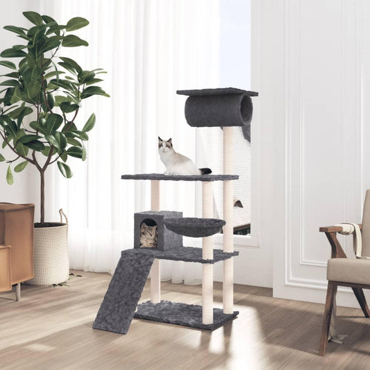 Arbre à chat avec griffoirs en sisal Gris foncé 131 cm - Animalerie en ligne www.kat-shop.be