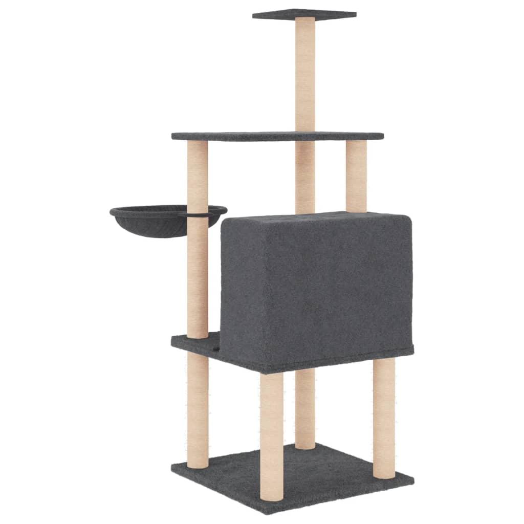 Arbre à chat avec griffoirs en sisal gris foncé 132 cm - Animalerie en ligne Kat-Shop