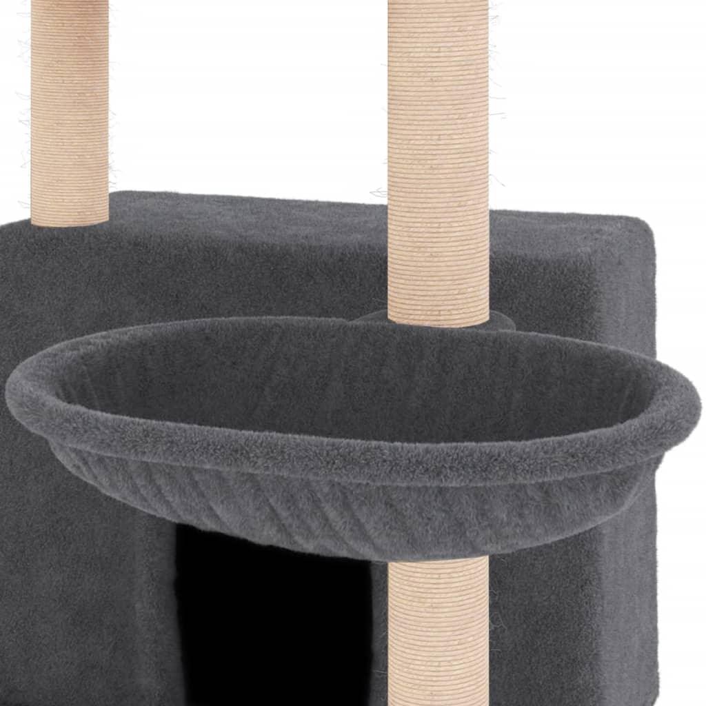 Arbre à chat avec griffoirs en sisal gris foncé 132 cm - Animalerie en ligne Kat-Shop