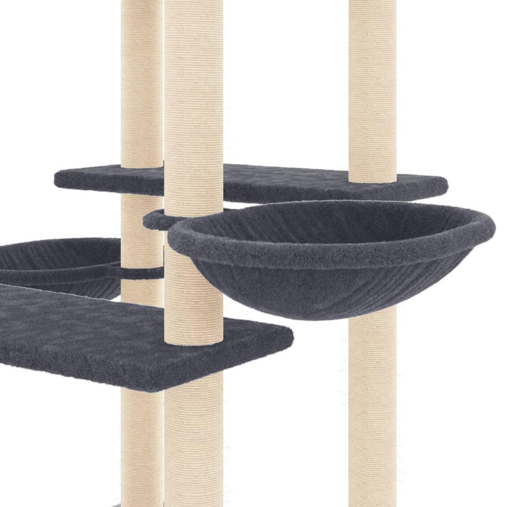 Arbre à chat avec griffoirs en sisal gris foncé 133 cm - Animalerie en ligne Kat-Shop