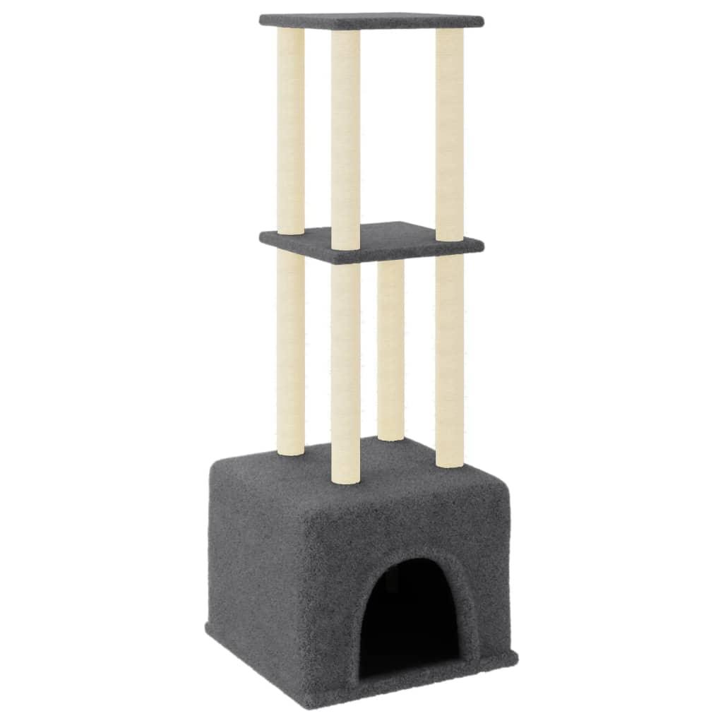 Arbre à chat avec griffoirs en sisal Gris foncé 133,5 cm - Animalerie en ligne Kat-Shop