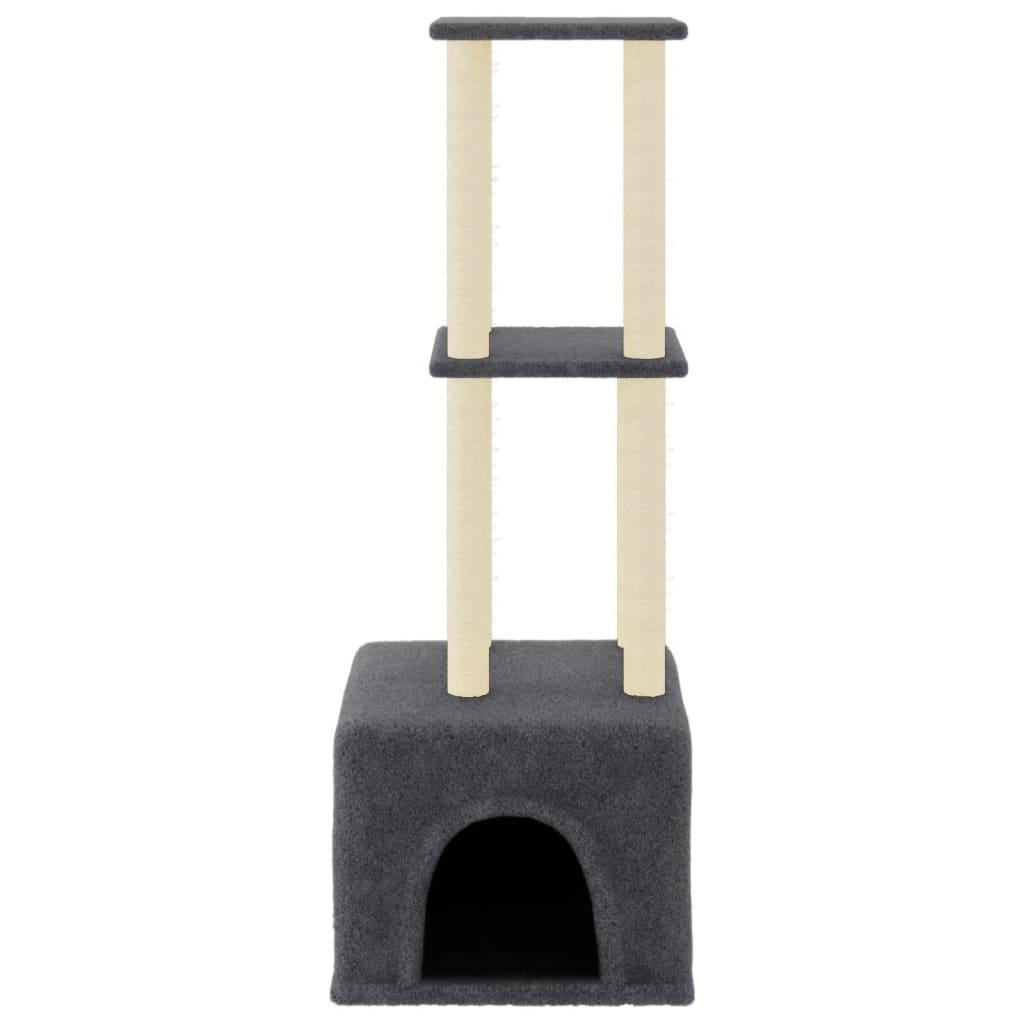 Arbre à chat avec griffoirs en sisal Gris foncé 133,5 cm - Animalerie en ligne Kat-Shop