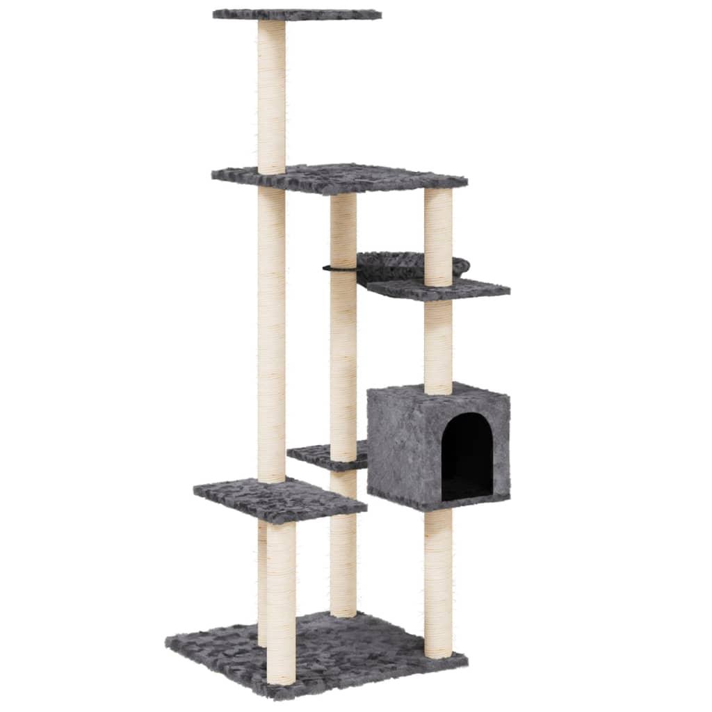 Arbre à chat avec griffoirs en sisal Gris foncé 142 cm - Animalerie en ligne www.kat-shop.be