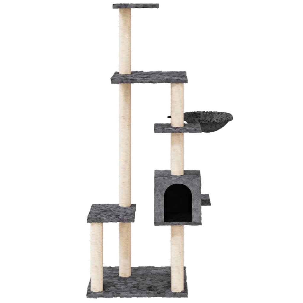 Arbre à chat avec griffoirs en sisal Gris foncé 142 cm - Animalerie en ligne www.kat-shop.be