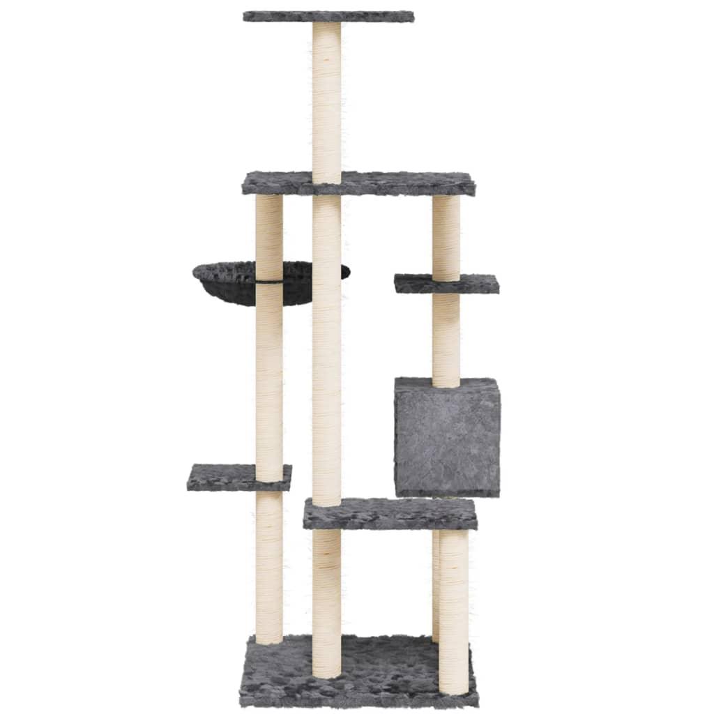 Arbre à chat avec griffoirs en sisal Gris foncé 142 cm - Animalerie en ligne www.kat-shop.be