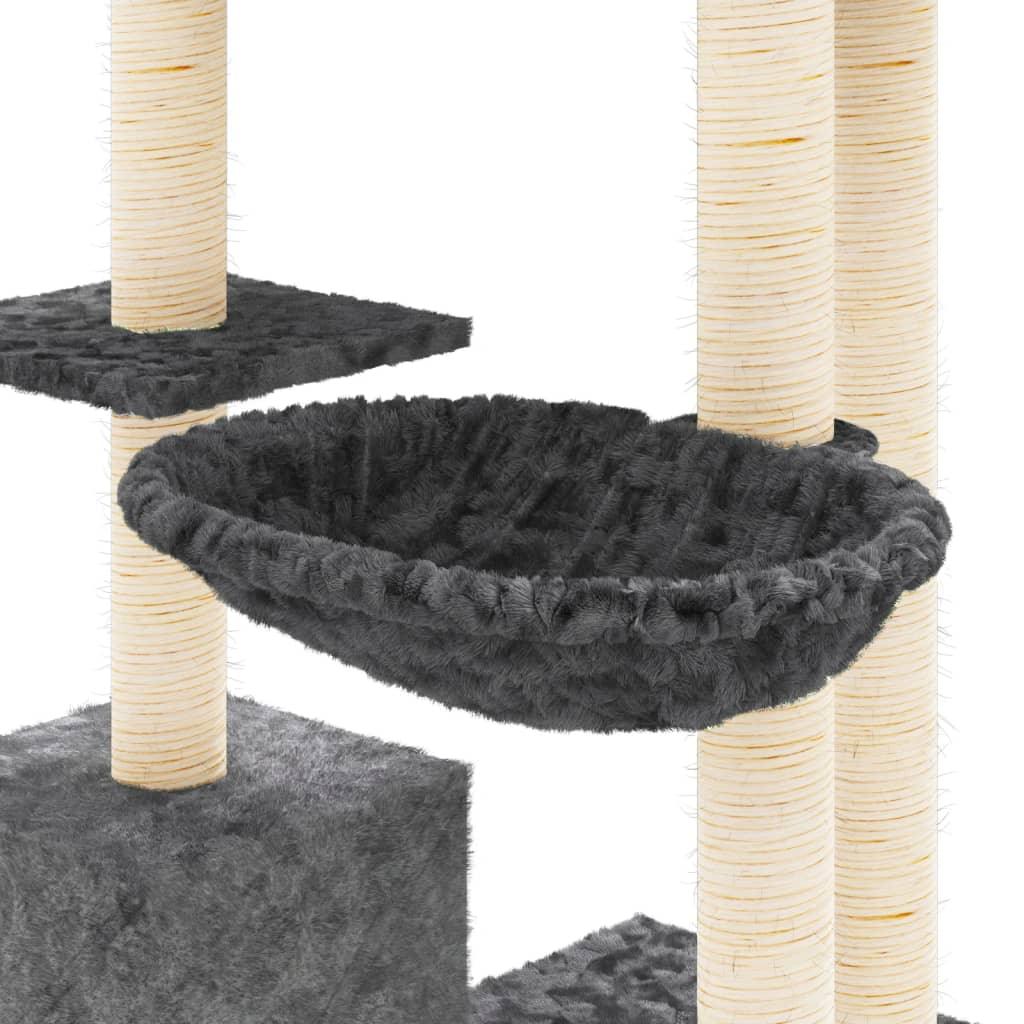 Arbre à chat avec griffoirs en sisal Gris foncé 142 cm - Animalerie en ligne www.kat-shop.be