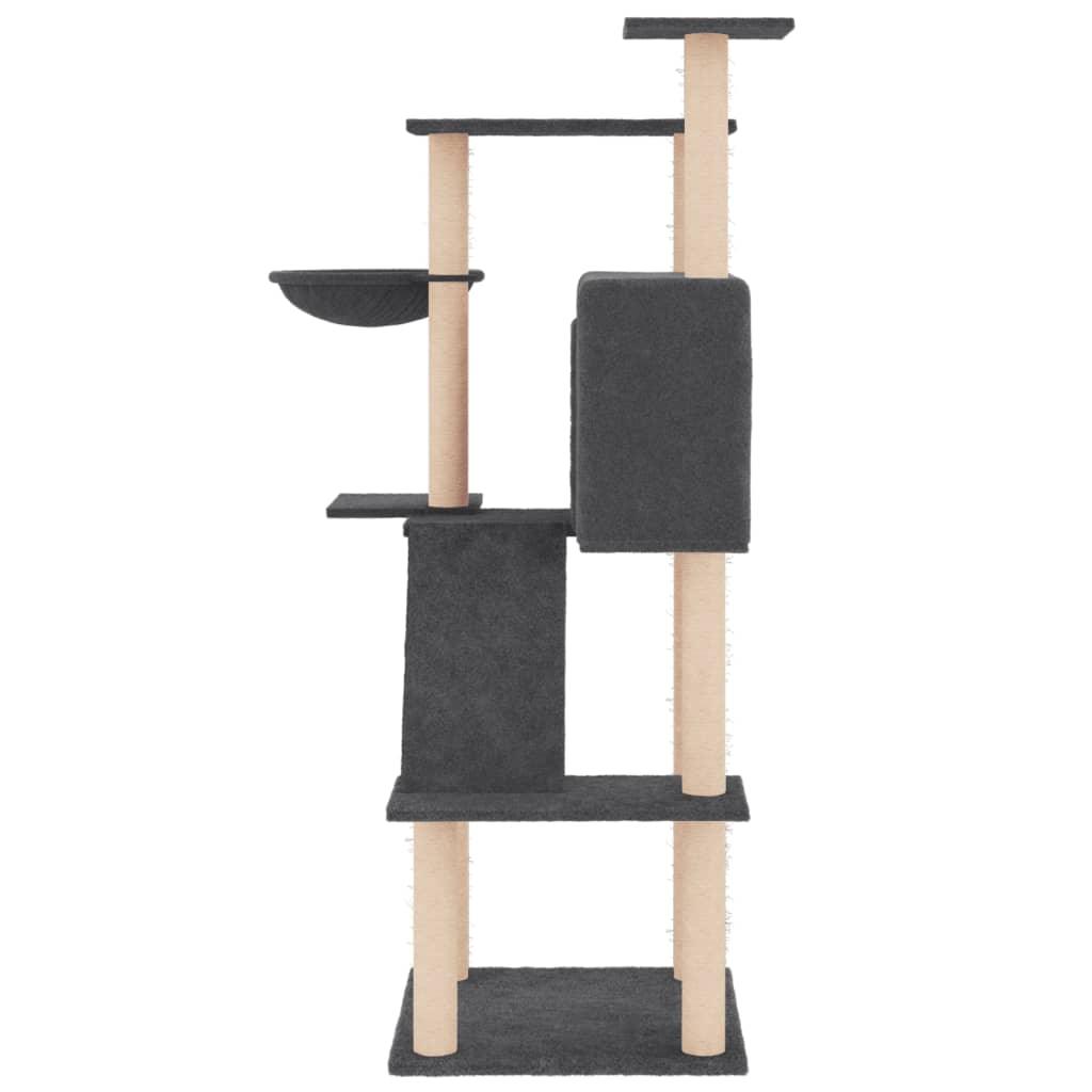 Arbre à chat avec griffoirs en sisal gris foncé 143 cm - Animalerie en ligne Kat-Shop