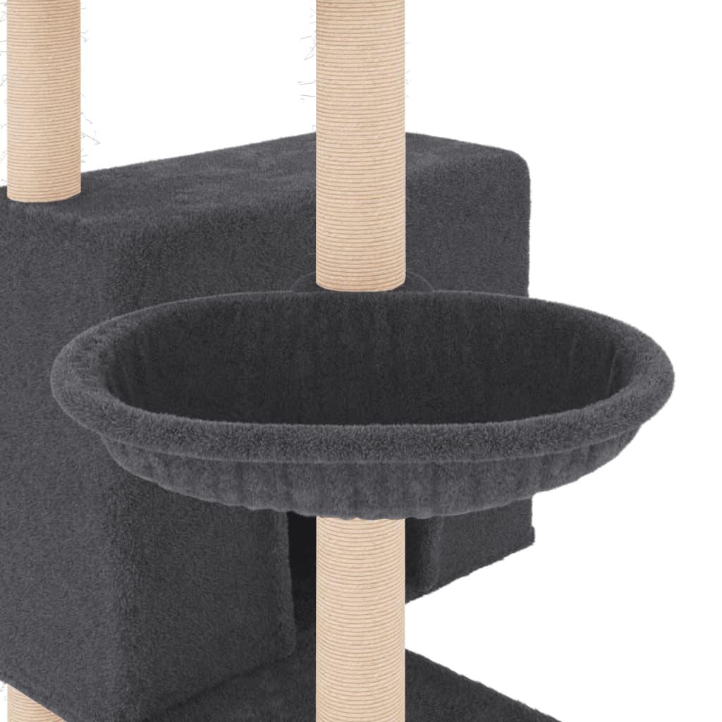 Arbre à chat avec griffoirs en sisal gris foncé 143 cm - Animalerie en ligne Kat-Shop