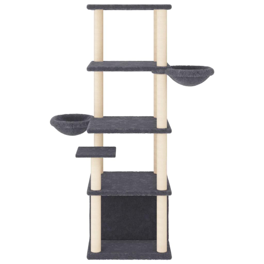 Arbre à chat avec griffoirs en sisal gris foncé 147 cm - Animalerie en ligne Kat-Shop