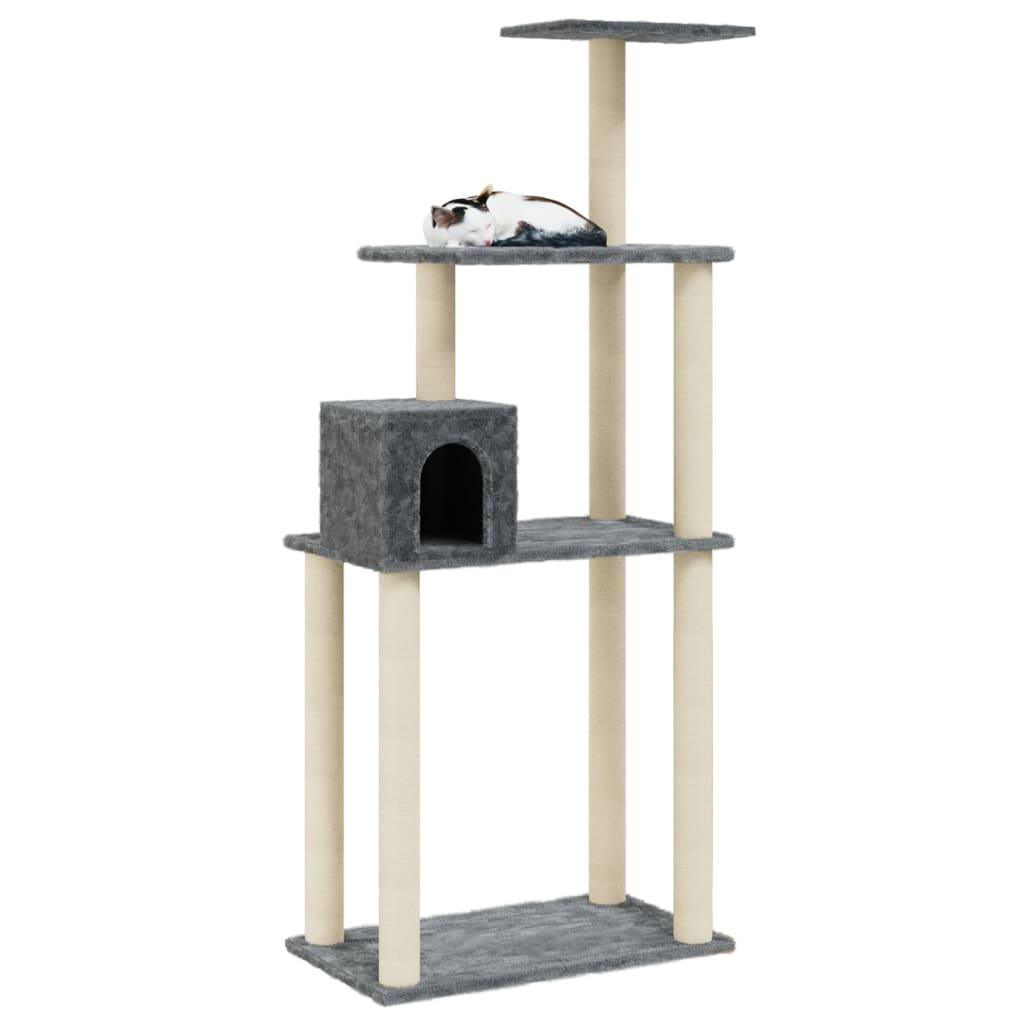 Arbre à chat avec griffoirs en sisal Gris foncé 147 cm - Animalerie en ligne www.kat-shop.be