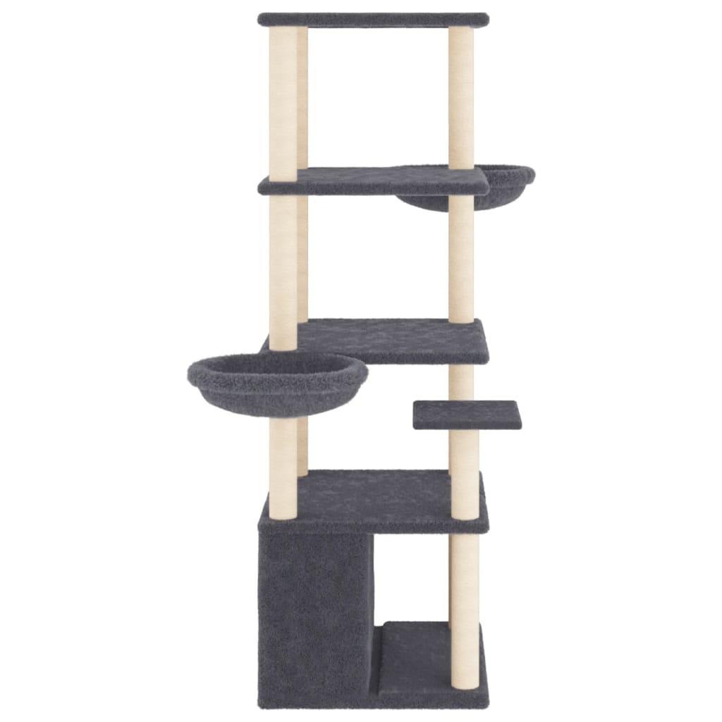 Arbre à chat avec griffoirs en sisal gris foncé 147 cm - Animalerie en ligne Kat-Shop