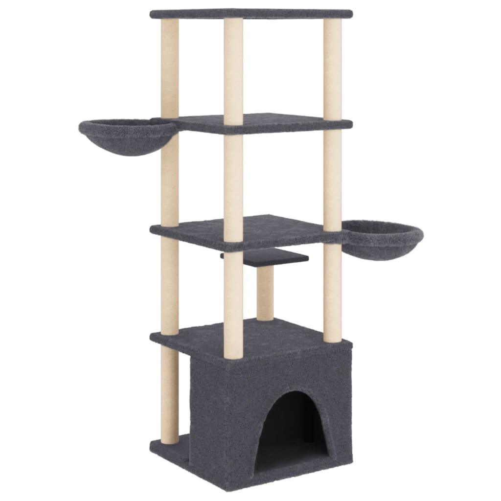 Arbre à chat avec griffoirs en sisal gris foncé 147 cm - Animalerie en ligne Kat-Shop