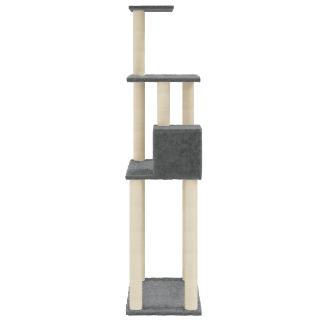 Arbre à chat avec griffoirs en sisal Gris foncé 147 cm - Animalerie en ligne www.kat-shop.be