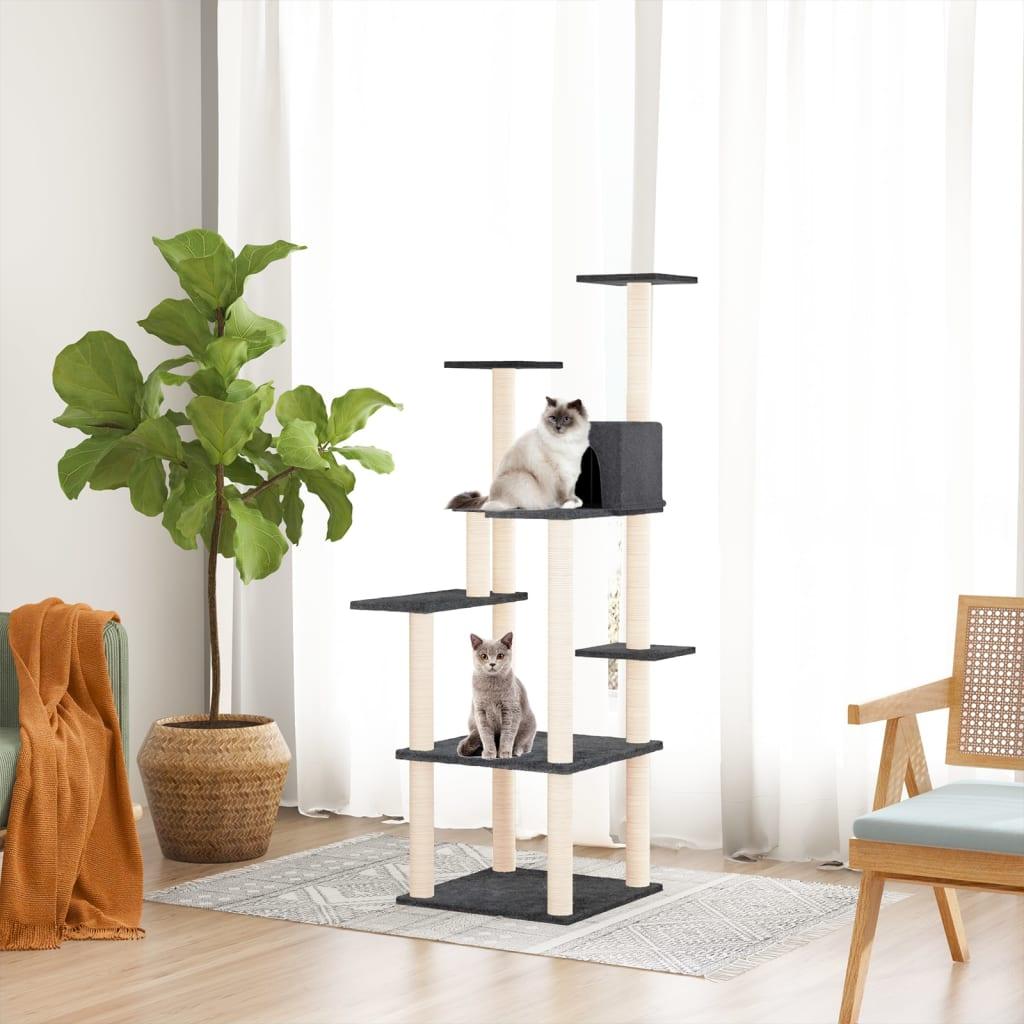 Arbre à chat avec griffoirs en sisal Gris foncé 153 cm - Animalerie en ligne www.kat-shop.be