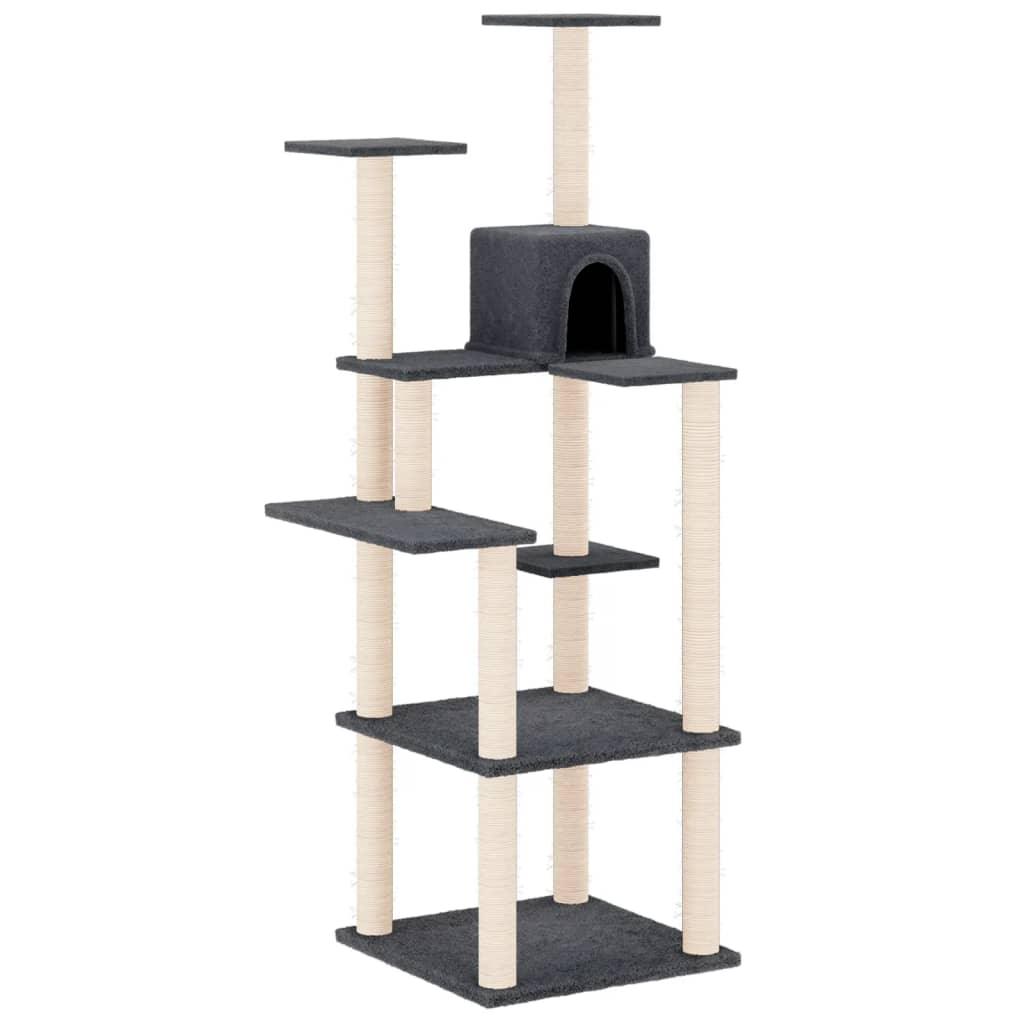 Arbre à chat avec griffoirs en sisal Gris foncé 153 cm - Animalerie en ligne www.kat-shop.be