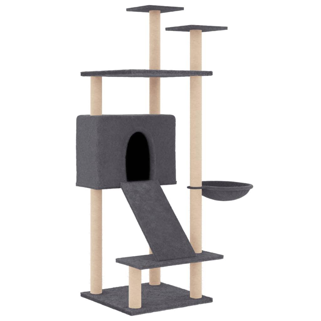 Arbre à chat avec griffoirs en sisal Gris foncé 153 cm - Animalerie en ligne Kat-Shop