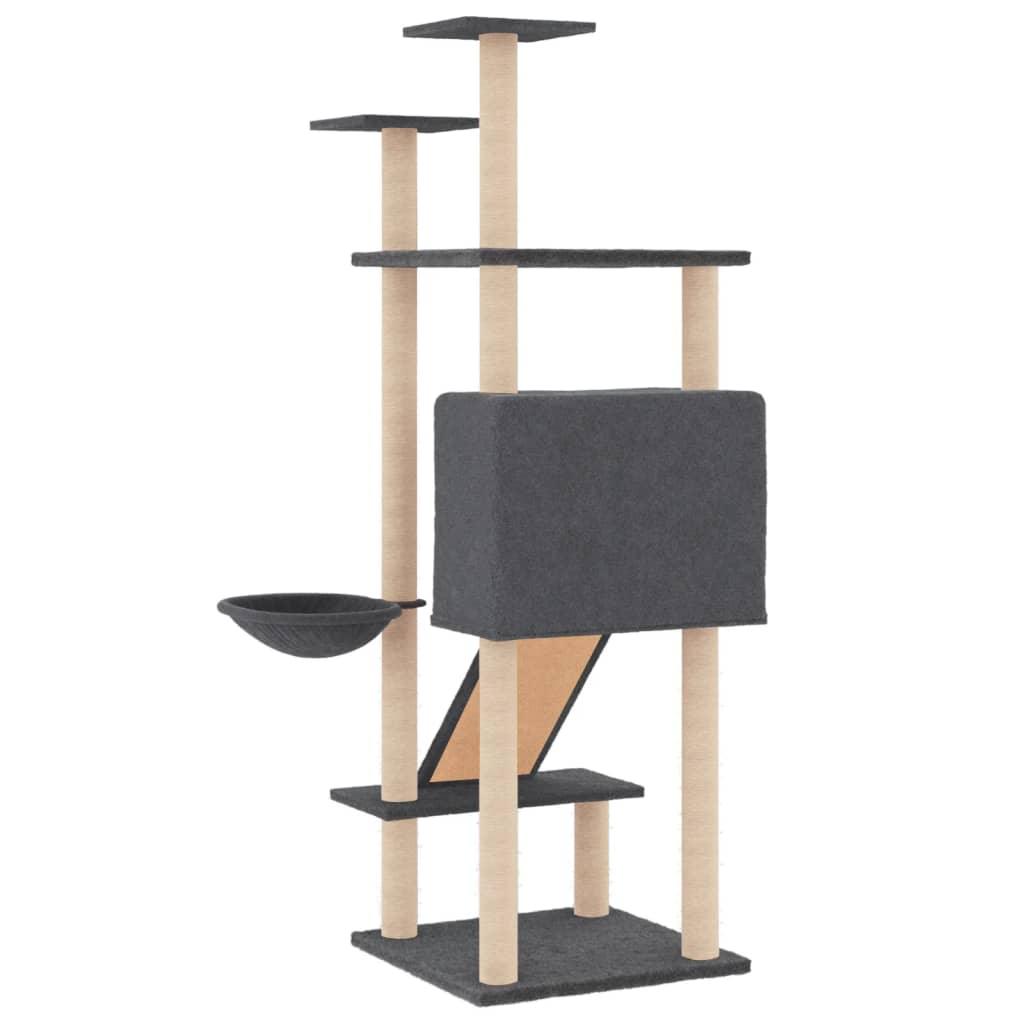 Arbre à chat avec griffoirs en sisal Gris foncé 153 cm - Animalerie en ligne Kat-Shop