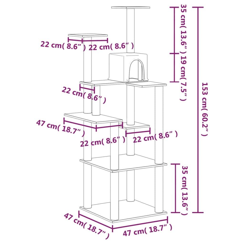 Arbre à chat avec griffoirs en sisal Gris foncé 153 cm - Animalerie en ligne www.kat-shop.be