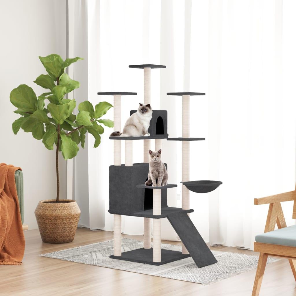 Arbre à chat avec griffoirs en sisal Gris foncé 154 cm - Animalerie en ligne www.kat-shop.be