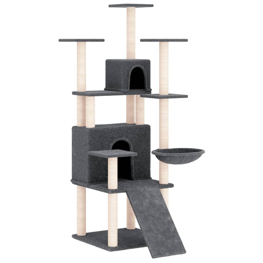 Arbre à chat avec griffoirs en sisal Gris foncé 154 cm - Animalerie en ligne www.kat-shop.be