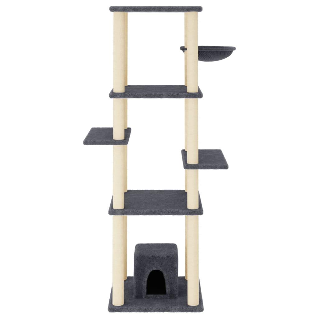 Arbre à chat avec griffoirs en sisal Gris foncé 154 cm - Animalerie en ligne Kat-Shop