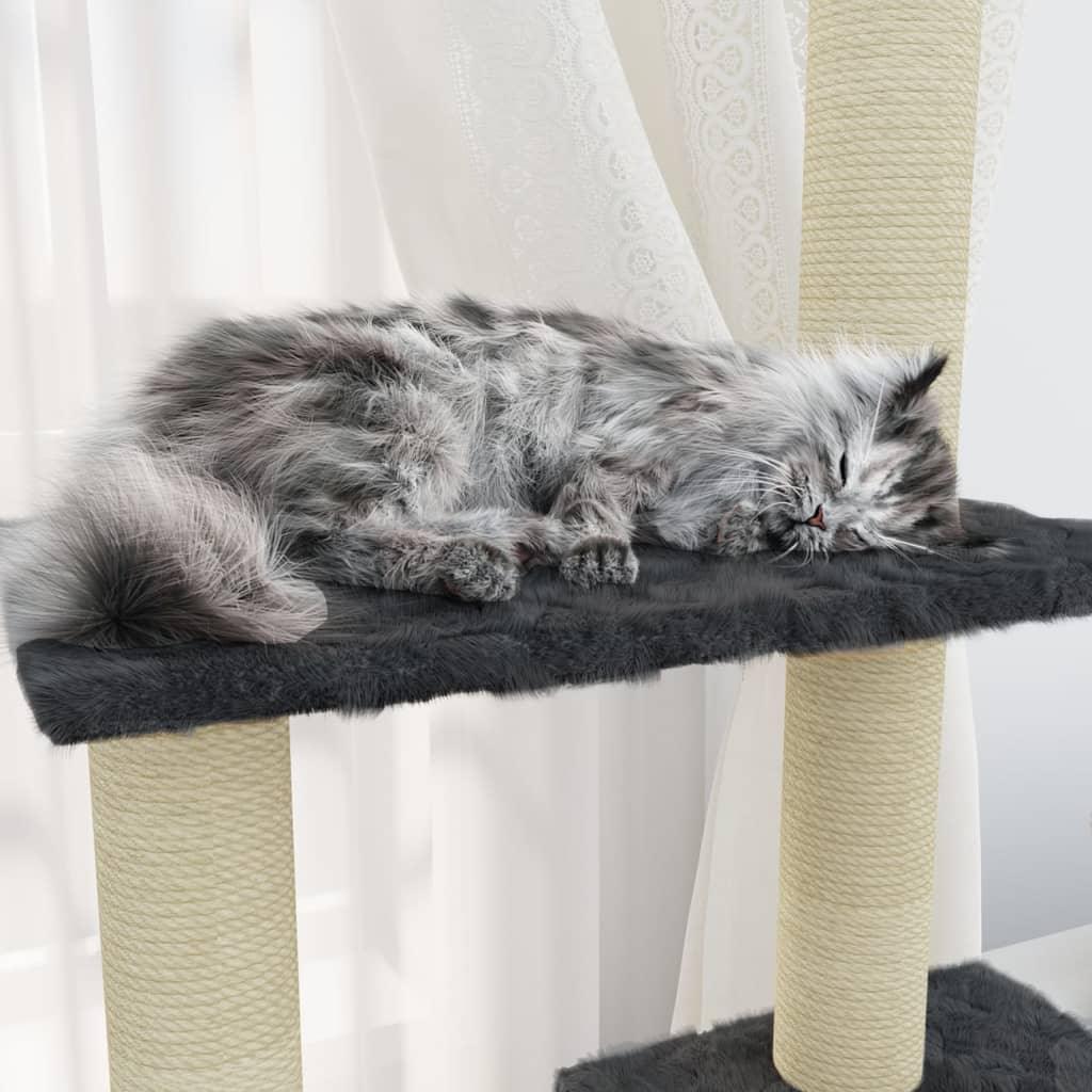 Arbre à chat avec griffoirs en sisal Gris foncé 155 cm - Animalerie en ligne Kat-Shop