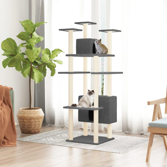 Arbre à chat avec griffoirs en sisal Gris foncé 162 cm - Animalerie en ligne www.kat-shop.be