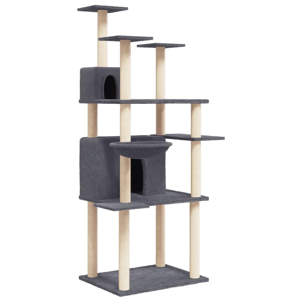 Arbre à chat avec griffoirs en sisal Gris foncé 166 cm - Animalerie en ligne Kat-Shop