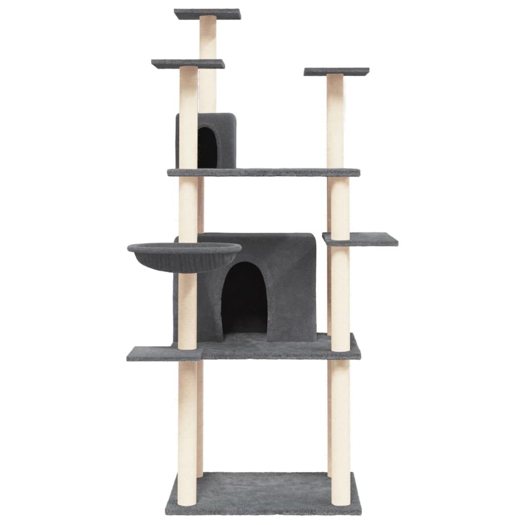 Arbre à chat avec griffoirs en sisal Gris foncé 166 cm - Animalerie en ligne Kat-Shop