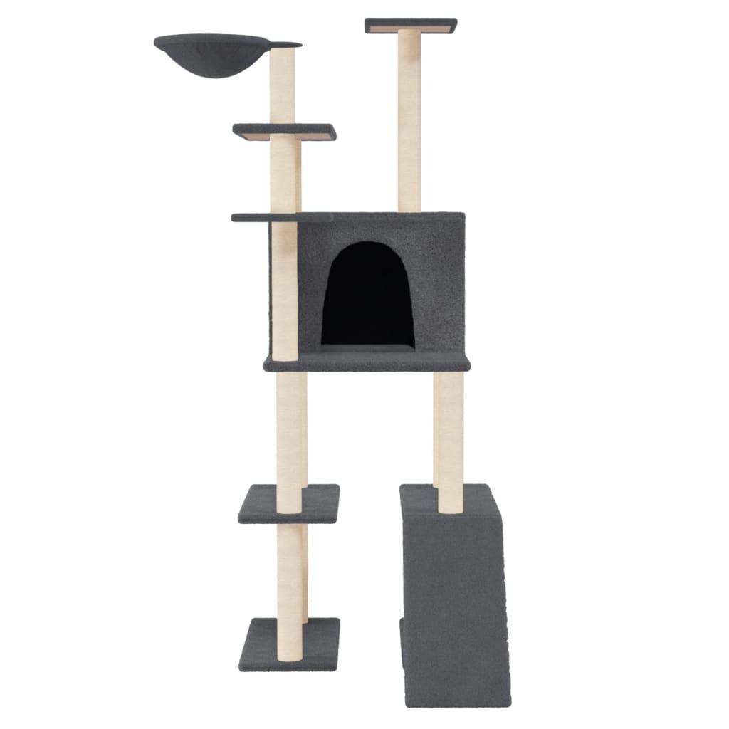 Arbre à chat avec griffoirs en sisal Gris foncé 166 cm - Animalerie en ligne www.kat-shop.be