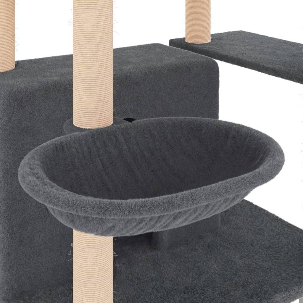 Arbre à chat avec griffoirs en sisal Gris foncé 166 cm - Animalerie en ligne Kat-Shop