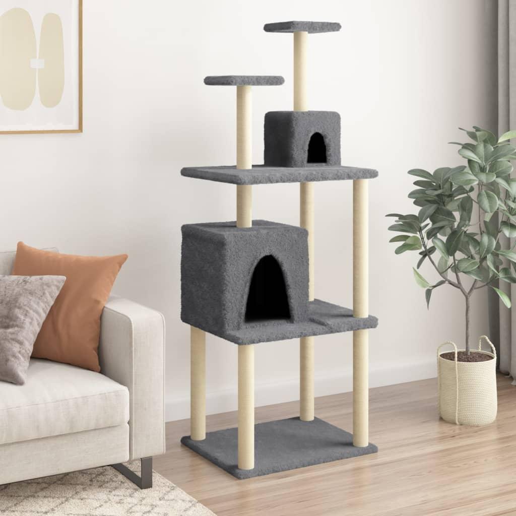 Arbre à chat avec griffoirs en sisal Gris foncé 167 cm - Animalerie en ligne Kat-Shop