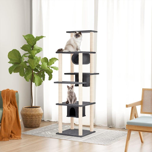 Arbre à chat avec griffoirs en sisal Gris foncé 169 cm - Animalerie en ligne www.kat-shop.be