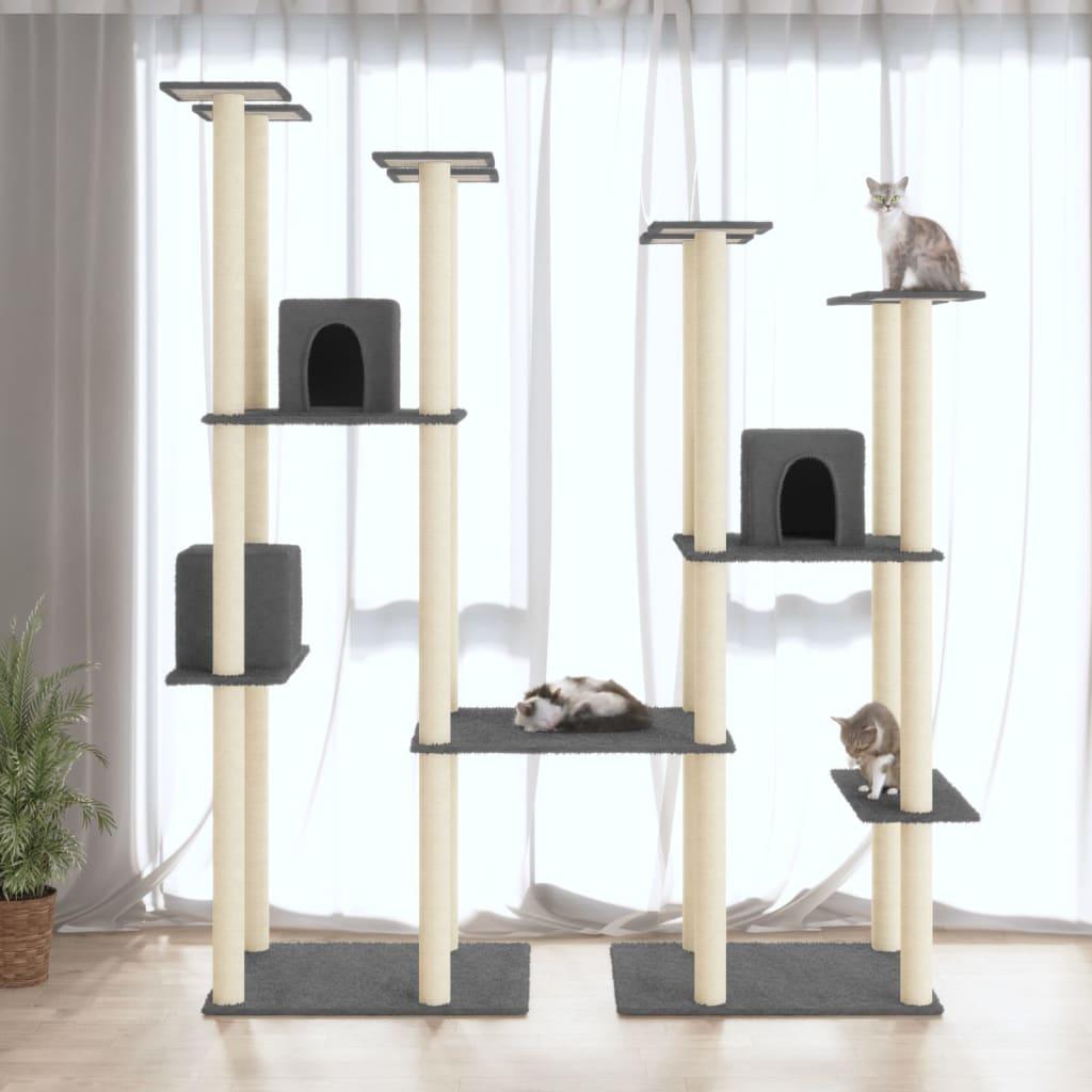 Arbre à chat avec griffoirs en sisal Gris foncé 174 cm - Animalerie en ligne www.kat-shop.be