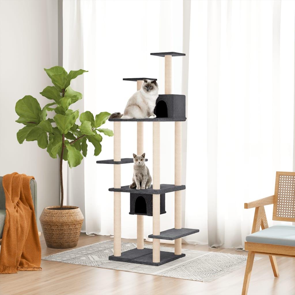 Arbre à chat avec griffoirs en sisal Gris foncé 176 cm - Animalerie en ligne www.kat-shop.be